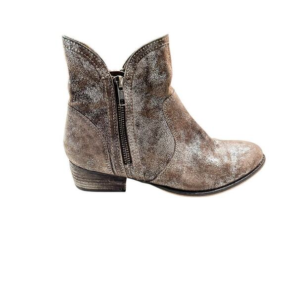 Seychelles x Anthropology Lucky Penny Metallic Silver Pewter Zip Up Boot Size 6 - Picture 7 of 7